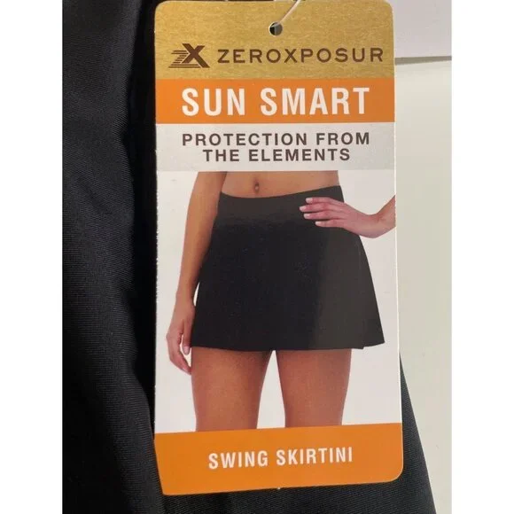 ZeroXposur Womens Size 2X Black UPF 30+ Quick Dry Sport Swim Swing Skirtini - Picture 7 of 10